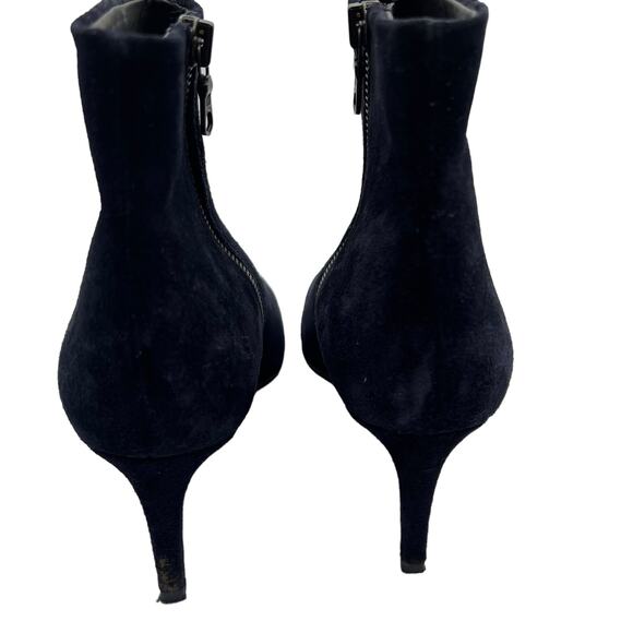 Rag & Bone Blue Suede Leather 3" Stiletto Heeled Moto Ankle Boots Zips Size 7 - Picture 5 of 16